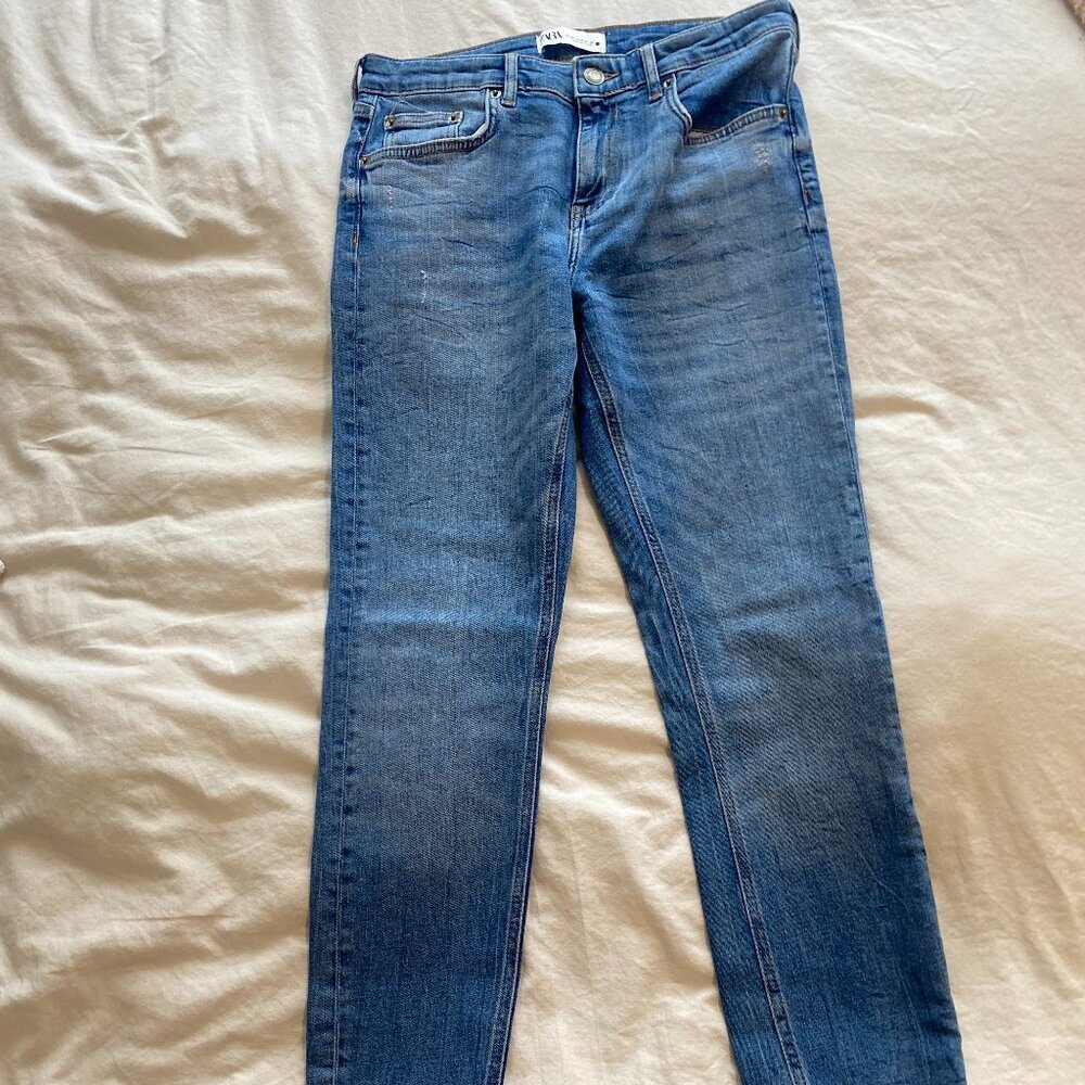 Zara Skinny Mid Rise Jeans Medium Wash Size 6